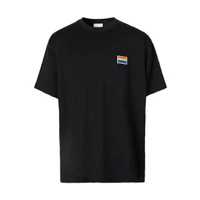 Burberry Unisex Black T-Shirt with Rainbow Patch Design 80320921