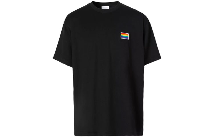 Burberry Unisex Black T-Shirt with Rainbow Patch Design 80320921 圖 2