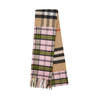 Burberry Unisex Classic Beige Pink Color Block Blended Scarf 80224851