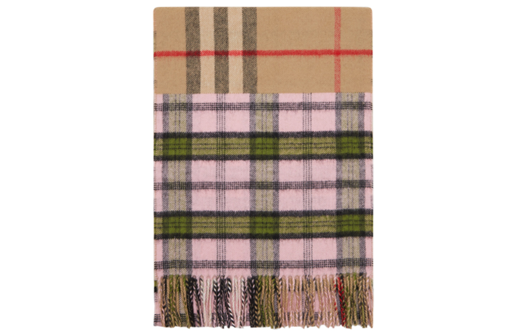 Burberry Unisex Classic Beige Pink Color Block Blended Scarf 80224851 圖 3