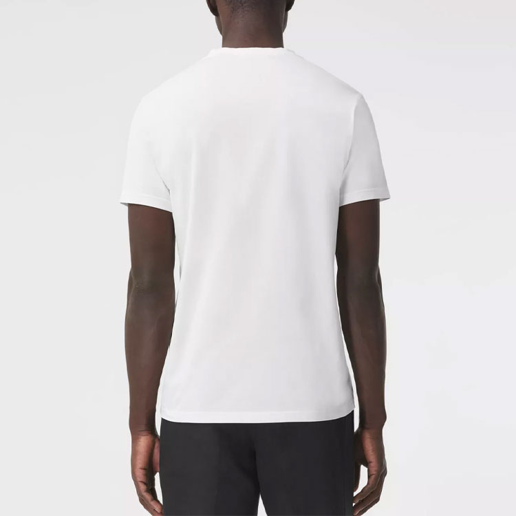 Shop Burberry Unisex White V-Neck Tee with Solid Logo Embroidery 8017258-A1464