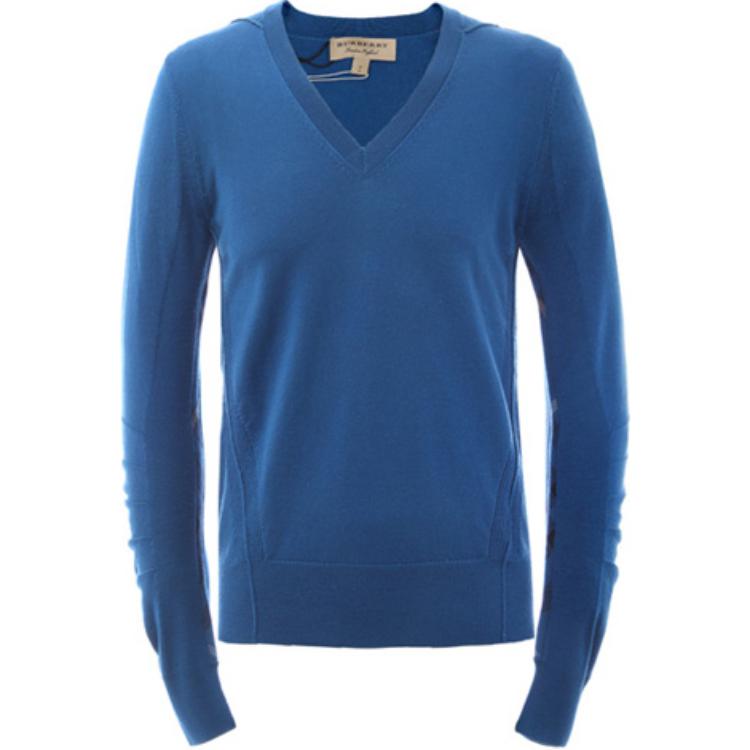 Burberry V-Neck Pullover Sweater Blue for Men 40690061