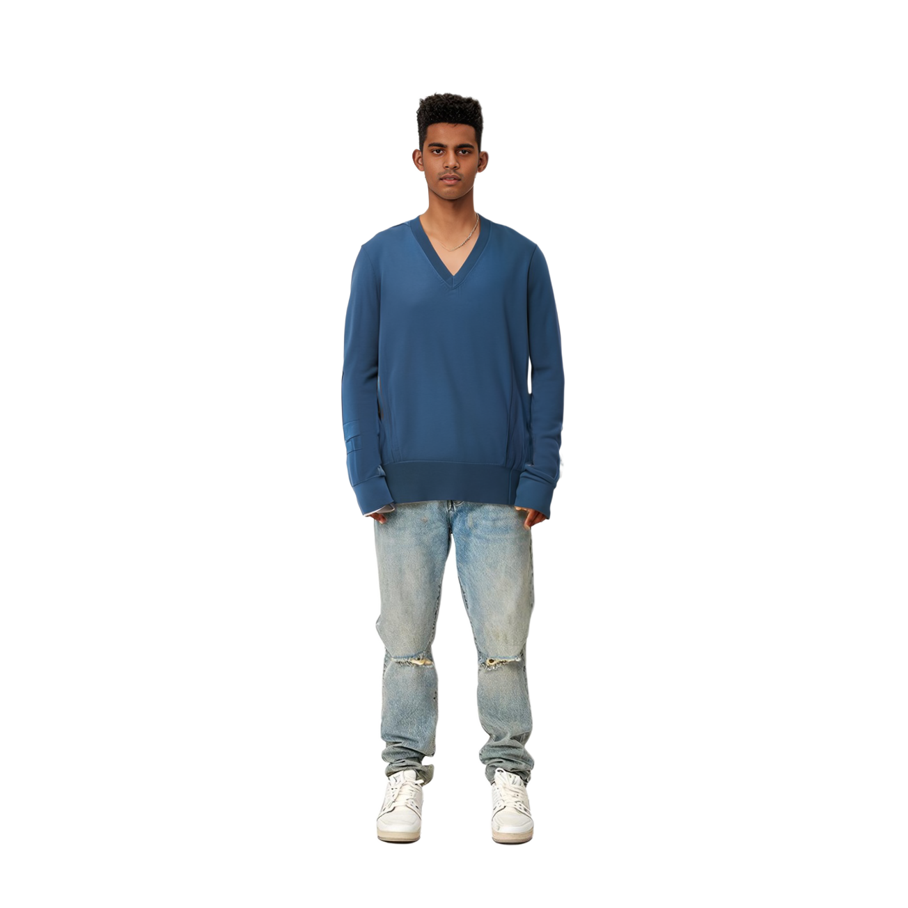 Shop Burberry V-Neck Pullover Sweater Blue for Men 40690061