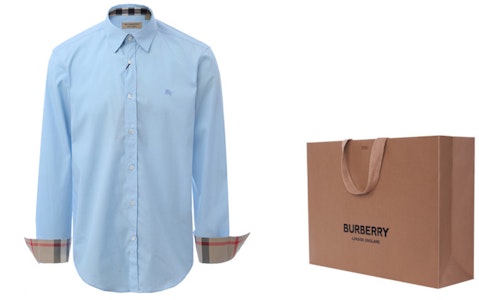 Burberry Camisa Clásica de Algodón de Manga Larga Azul Claro Versátil. 39911601 1