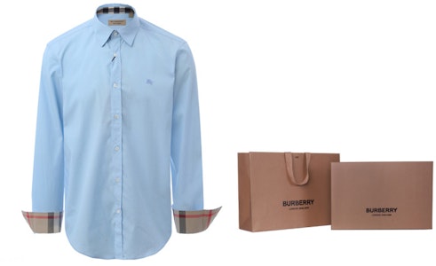 Burberry Camisa Clásica de Algodón de Manga Larga Azul Claro Versátil. 39911601 2
