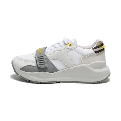 Burberry Vintage 'Check Suede Panel Leather Sneaker White Grey Yellow'
