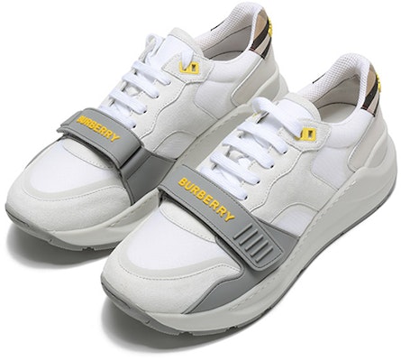バーバリー ヴィンテージチェック スニーカー (白/灰/黄) 80372581 Shop バーバリー ヴィンテージチェック スニーカー (白/灰/黄) 80372581