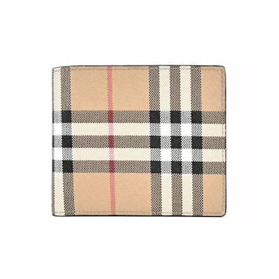 Burberry Vintage Check 8 Card Slot Wallet Beige/Black