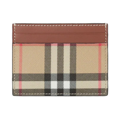 Burberry Vintage Check (4 Card Slot) Card Case Tan