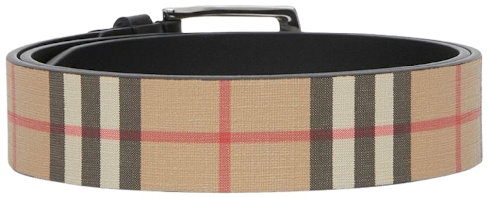 博柏利经典格纹皮带复古米色/黑色 Order 博柏利经典格纹皮带复古米色/黑色