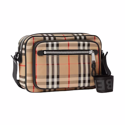 Burberry Vintage Check and Leather Crossbody Bag Archive Beige