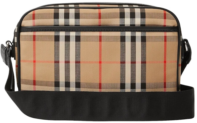 Tas Selempang Kulit & Vintage Check Burberry Arsip Beige Order Tas Selempang Kulit & Vintage Check Burberry Arsip Beige