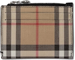 Burberry Vintage Check and Leather Zip Card Case 6 Slot Black Burberry Vintage Check and Leather Zip Card Case 6 Slot Black