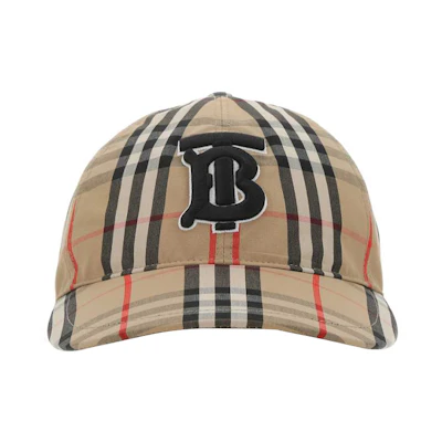 Burberry Vintage Check Black Logo Baseball Cap in Light Brown 8038504A7028