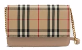Burberry Vintage Check Canvas and Leather Bag Honey Burberry Vintage Check Canvas and Leather Bag Honey