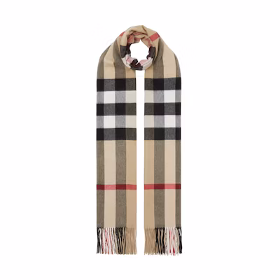 Burberry Vintage Check Cashmere Scarf White - Accessories 8045335A7026