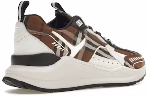 Purchase Burberry Vintage Check Cotton and Leather Sneakers Dark Birch Brown White 80642821
