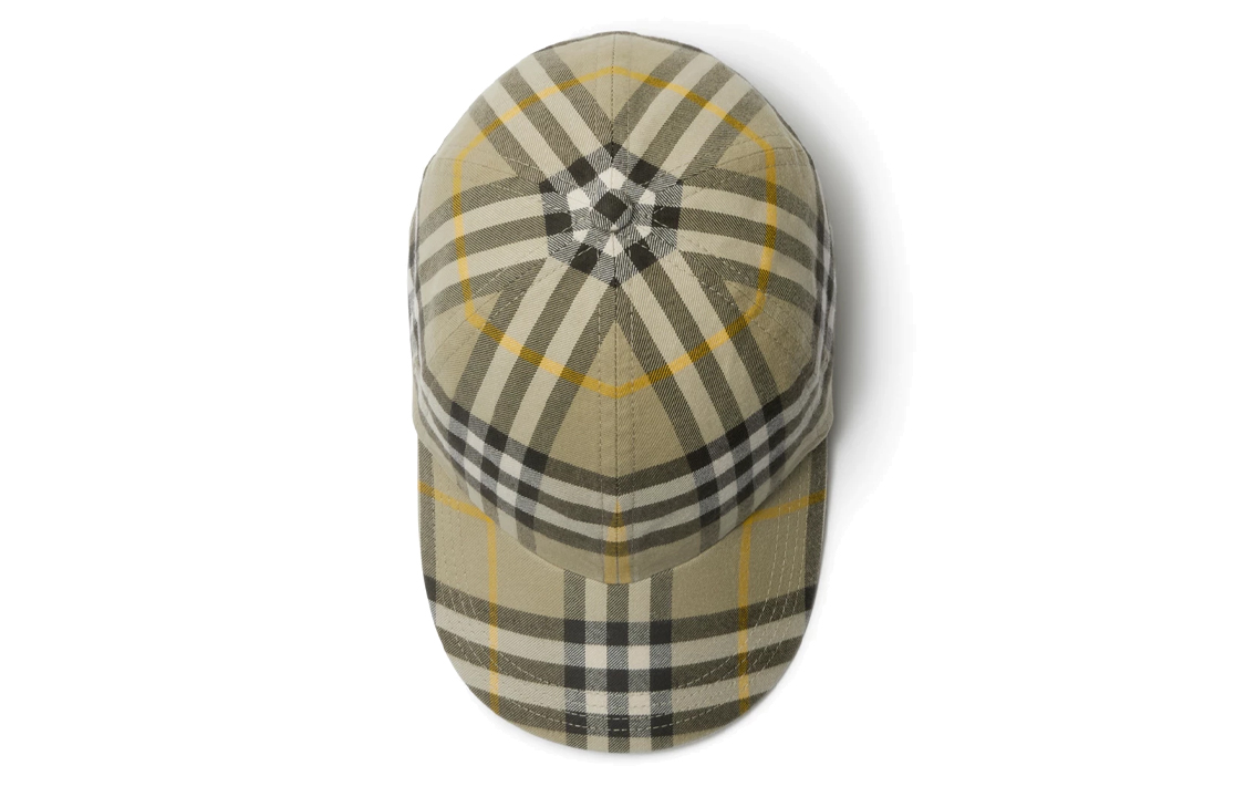Shop Burberry Vintage Check Cotton Baseball Cap Beige Unisex Couple Style. 80756351