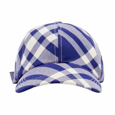Burberry Vintage Check Cotton Baseball Cap Blue Unisex Couple Style. 80794771