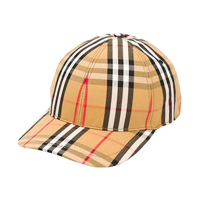 Burberry Vintage Check Cotton Baseball Cap Unisex Couple Style Classic Yellow 8015833