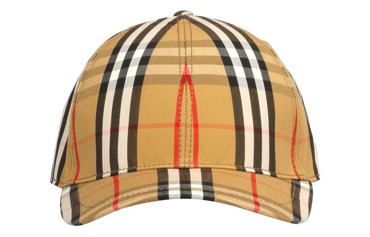 Burberry Vintage Check Cotton Baseball Cap Unisex Couple Style Classic Yellow 8015833 圖 3