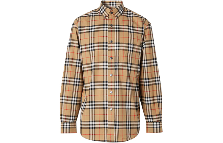 Burberry Vintage Check Cotton Button-Down Shirt Autumn Unisex Classic Yellow 8022268-A2219
