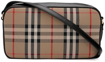 Burberry Vintage Check Cotton Camera Bag Brown Burberry Vintage Check Cotton Camera Bag Brown