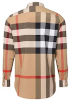 Lookbook 博柏利复古格纹拼色长袖衬衫 秋季棕色款 80048271