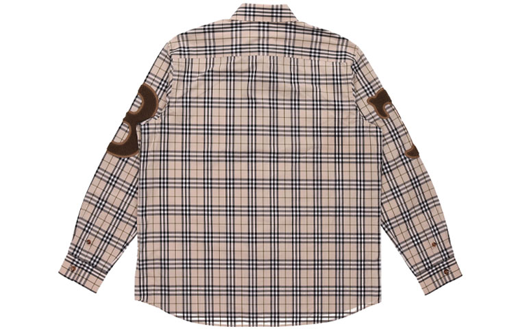 Burberry Vintage Check Cotton Poplin Long Sleeve Shirt Beige Plaid Design 80423501 圖 3