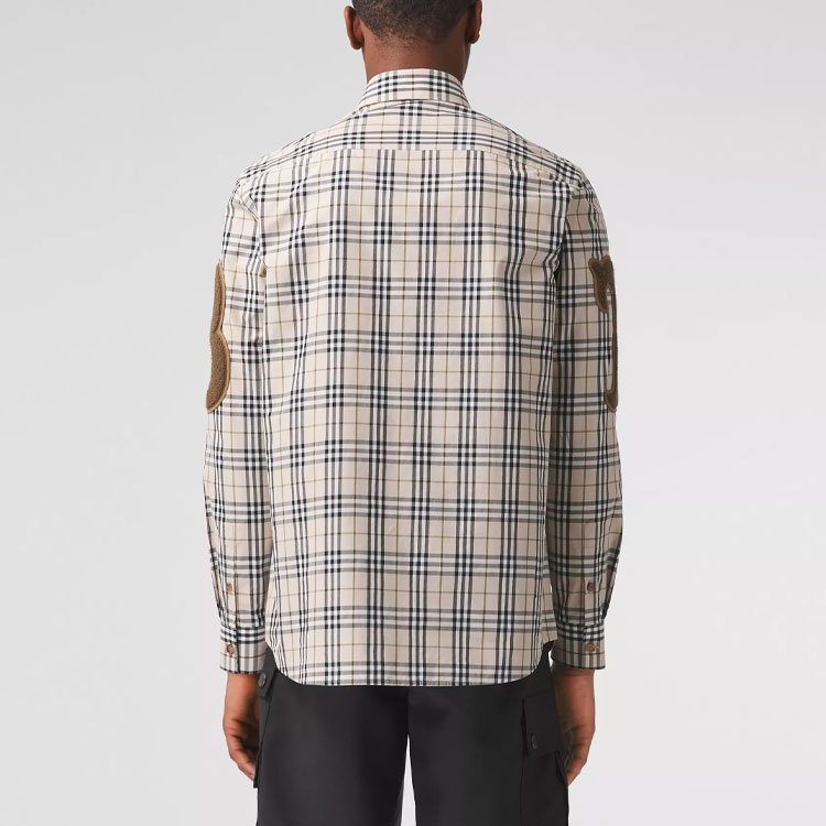 Burberry Vintage Check Cotton Poplin Long Sleeve Shirt Beige Plaid Design 80423501 圖 6