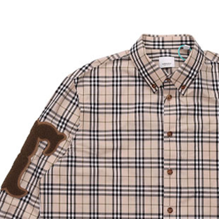 Burberry Vintage Check Cotton Poplin Long Sleeve Shirt Beige Plaid Design 80423501 圖 7