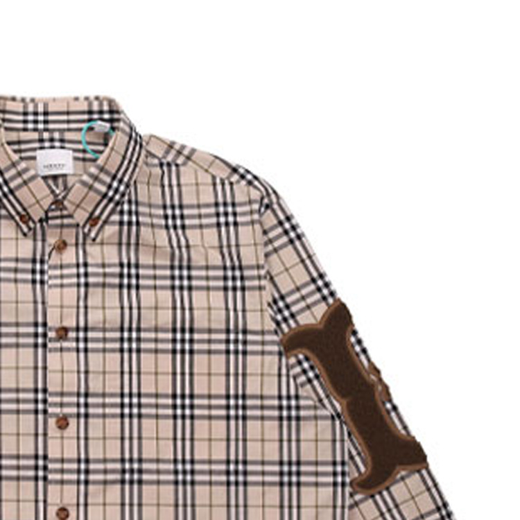 Burberry Vintage Check Cotton Poplin Long Sleeve Shirt Beige Plaid Design 80423501 圖 8