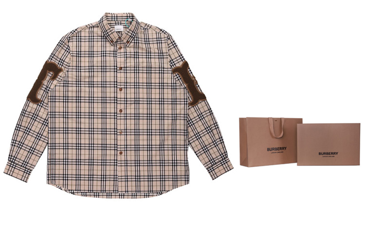 Burberry Vintage Check Cotton Poplin Long Sleeve Shirt Beige Plaid Design 80423501 圖 10