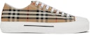 Sneakers Burberry Vintage Check Kapas Kelabu Putih Arkib Beige 80497451