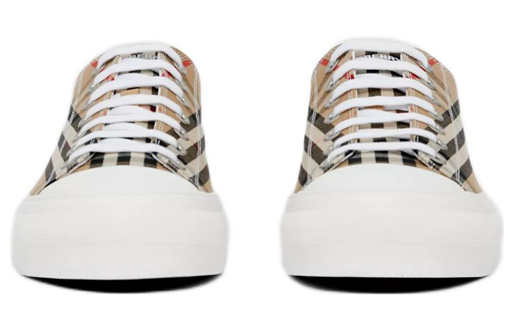 Shop Zapatillas Burberry Cuadros Vintage Algodón Beige Archivo Blanco 80497451