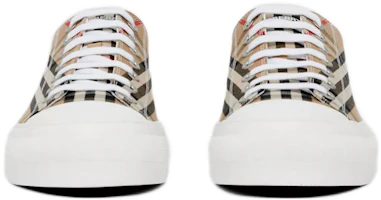 Shop Burberry Vintage Check Cotton Sneakers Archive Beige White 80497451