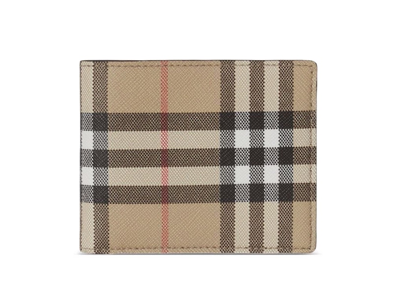 Burberry Vintage Check E-canvas Wallet 6 slot Archive Beige