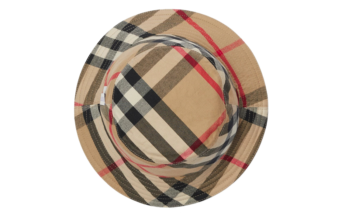 Shop Sombrero de Cubo Algodón Burberry Vintage Check Equestrian Knight Beige Hombre 80857261
