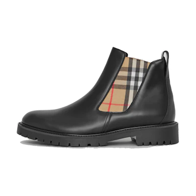 Burberry Vintage Check Leather Chelsea Boots 'Black'