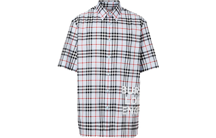 Burberry Vintage Check Logo Print Short Sleeve Shirt Men’s Haze Blue 80173001 圖 2