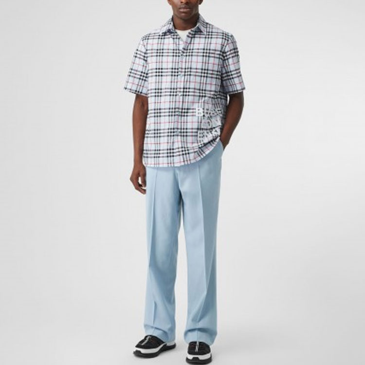 Burberry Vintage Check Logo Print Short Sleeve Shirt Men’s Haze Blue 80173001 圖 3