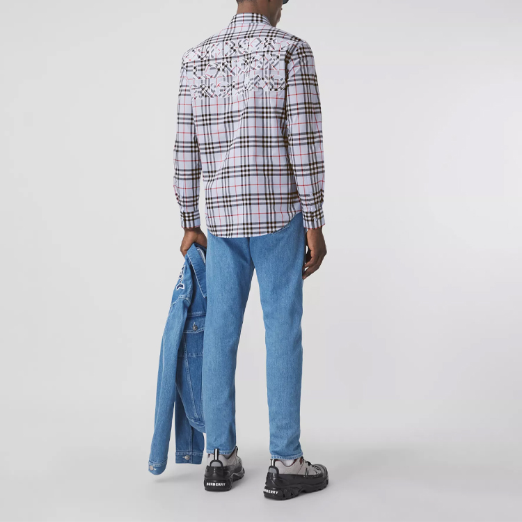 Burberry Vintage Check Long Sleeve Shirt with Logo for Men 80385221 圖 4