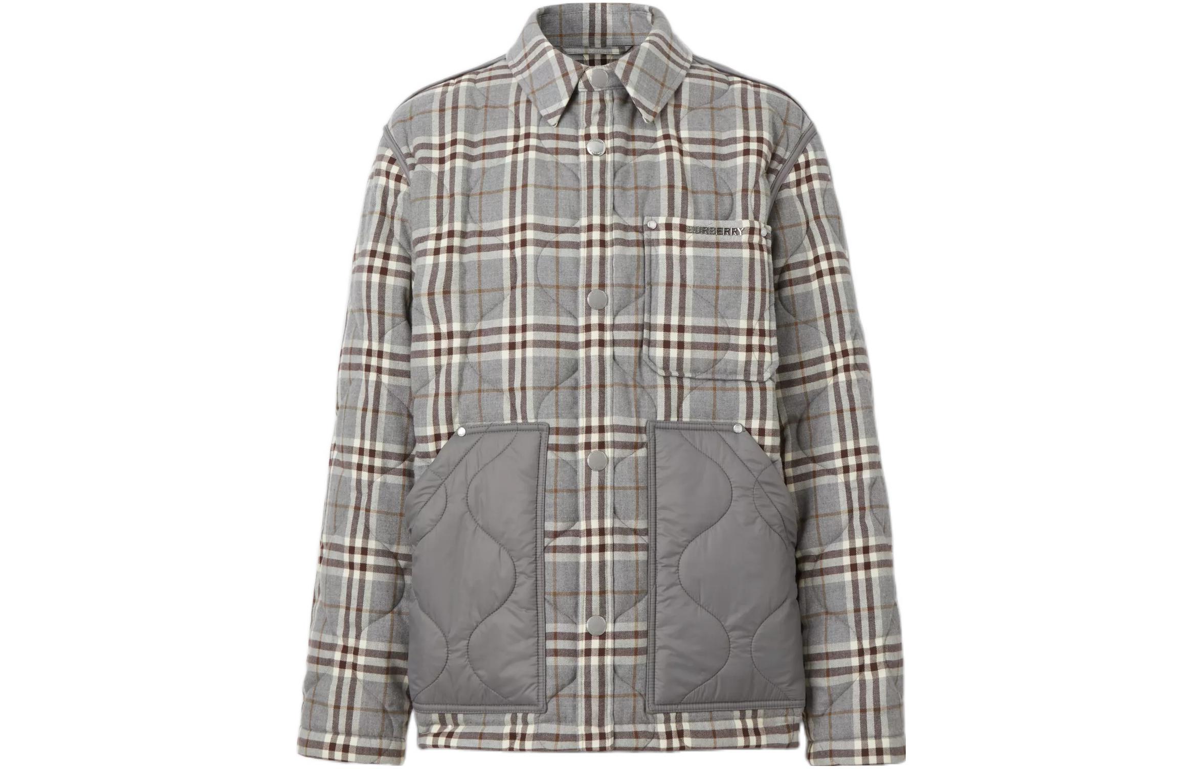 Burberry Vintage Check Panel Button-Up Jacket Gray 80512421