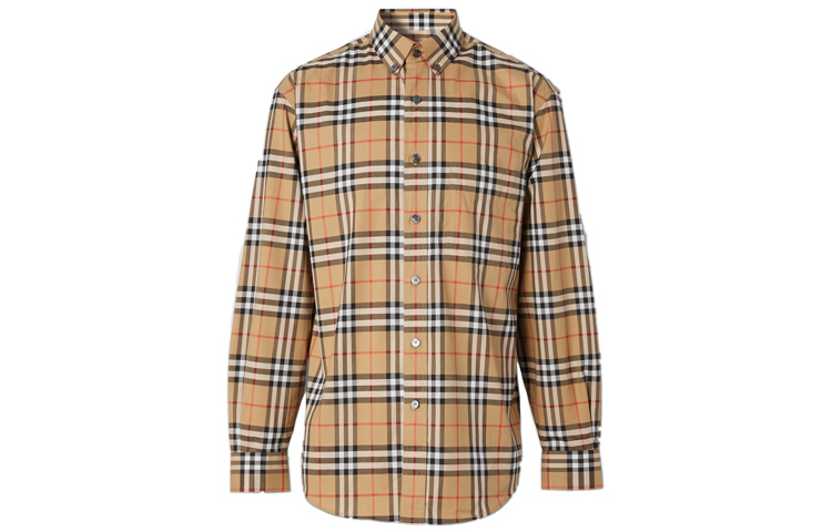 Burberry Vintage Check Print Long-Sleeve Shirt in Classic Yellow for Men 80222681