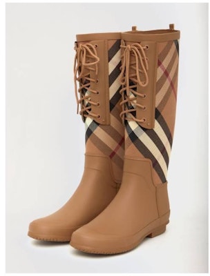 Burberry Vintage Check Rain Boots 'Brown Mid-Cut' 2315378 Lookbook Burberry Vintage Check Rain Boots 'Brown Mid-Cut' 2315378