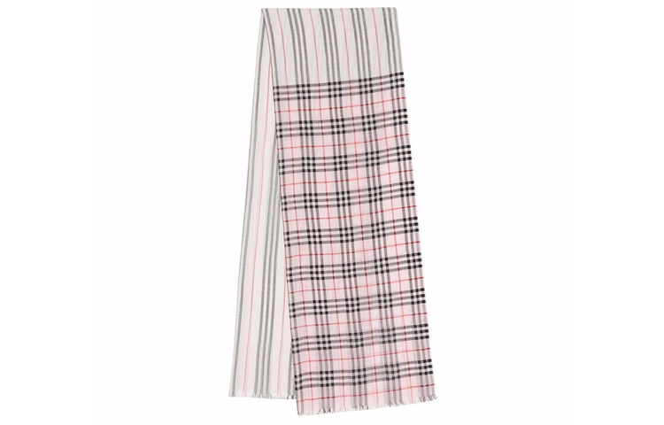 Burberry Vintage Check Scarf with Icon Stripe Detail in Stone Pink 8014660 圖 2