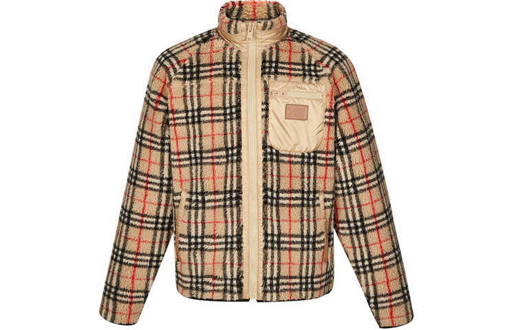 Burberry Vintage Check Shearling Jacket Tan Casual Outerwear 80171361