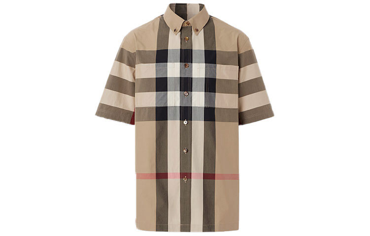 Burberry Vintage Check Short-Sleeve Shirt in Archive Beige. 80428361