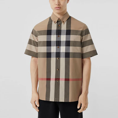 Burberry 復古格紋短袖襯衫 - 檔案米色 80428361 Purchase Burberry 復古格紋短袖襯衫 - 檔案米色 80428361