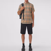 Lookbook 博柏利复古格纹短袖衬衫 经典档案米色 80208691